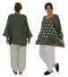 Preview: LA900GN Damen Bluse kastig geschnitten Punkte Tunika one size grün/weiß Leinen Gr. 44 46 48 50 52