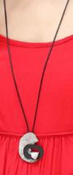 KE131 Damen Kette mit Anhänger Lagenlook Holz Länge 90 cm lange Halskette